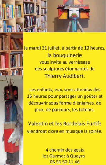 Sculptures indiennes et guinche à la bouquinerie, mardi 31 juillet !