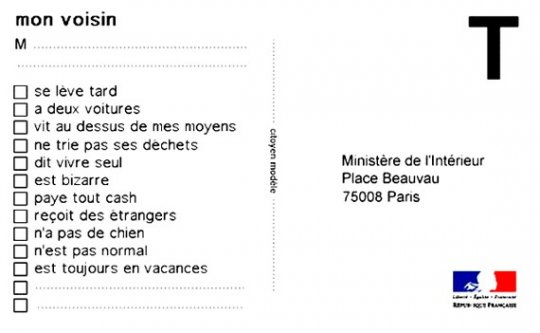 Création d'un ministère du Civisme et de la Délation