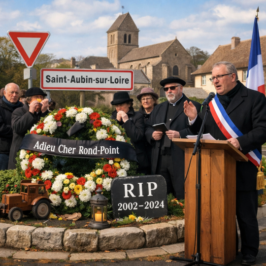 À Saint-Aubin-sur-Loire, les funérailles très sérieuses d'un rond-point adoré